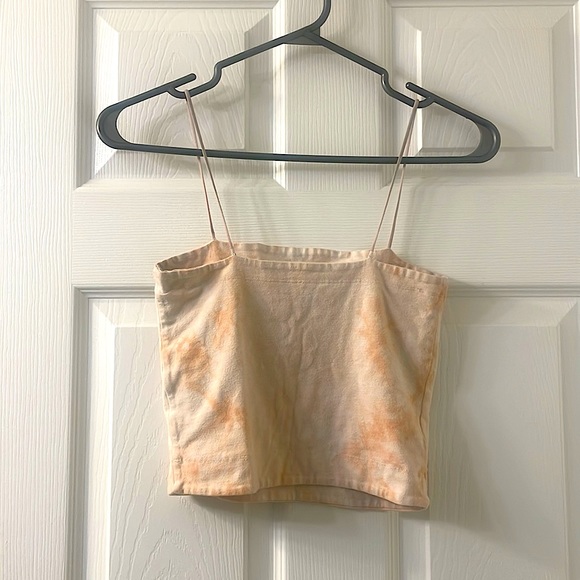Peach spaghetti strap cropped tank - Picture 2 of 2